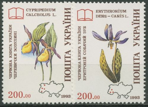 Ukraine 1994 Gefährdete Pflanzen Lilie Frauenschuh 113/14 postfrisch