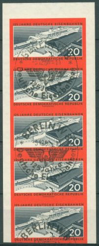 DDR 1960 Eisenbahn 805 B geschnitten Fünferstreifen Sonderstempel (G5944)