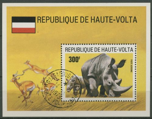 Obervolta 1973 Afrikanische Tierwelt Nashorn Block 14 gestempelt (C27163)