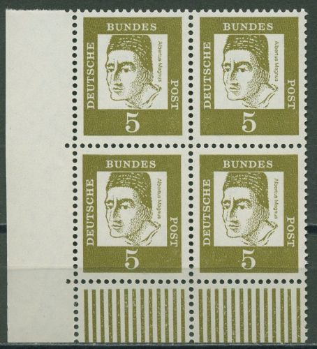 Bund 1961 Bedeutende Deutsche Bogenmarken 347 x 4er-Block Ecke 3 postfrisch