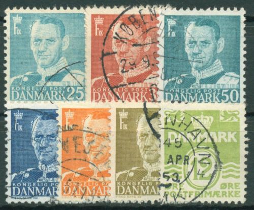 Dänemark 1952 Freimarken Wellenlinien König Frederik IX. 332/38 gestempelt