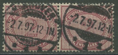 Deutsches Reich 1875 Ziffer im Oval 37 e waagerechtes Paar gestempelt geprüft