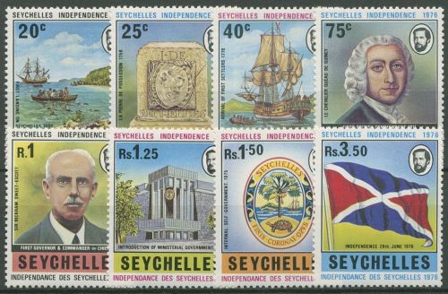 Seychellen 1976 Tag der Unabhängigkeit Staatswappen Flagge 348/55 postfrisch