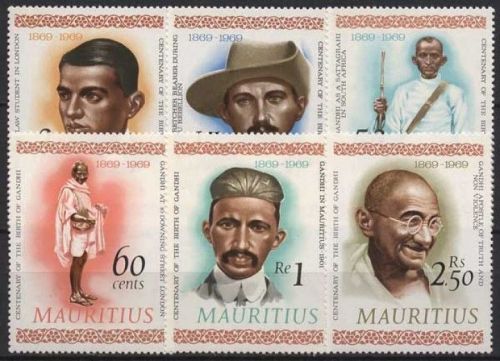 Mauritius 1969 100. Geburtstag von Mahatma Gandhi 349/54 postfrisch