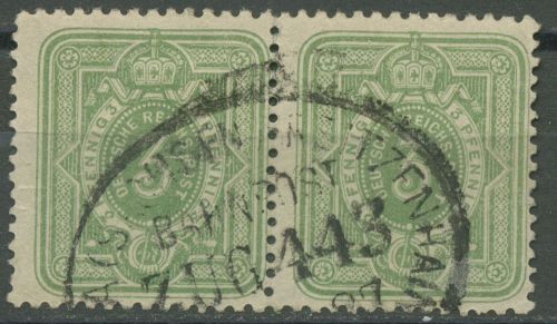 Deutsches Reich 1880 PFENNIG 39 b Bahnpoststempel geprüft, Paar angetrennt