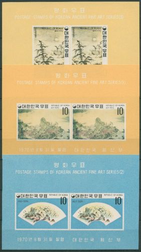 Korea (Süd) 1970 Gemälde der Yi-Dynastie Block 307/09 postfrisch (C65125)