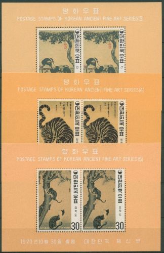 Korea (Süd) 1970 Gemälde Yi-Dynastie Tiere Block 314/16 C postfrisch (C65126)
