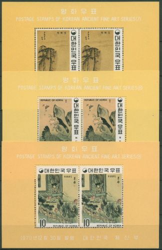 Korea (Süd) 1970 Gemälde der Yi-Dynastie Block 317/19 A postfrisch (C65127)