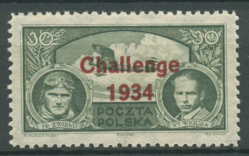 Polen 1934 Europaflug 1934 Mi.-Nr. 280 mit rotem Aufdruck 290 postfrisch