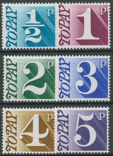 Großbritannien 1971 Portomarken Ziffern P 80/85 postfrisch