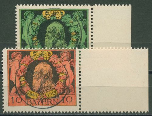 Bayern 1911 Prinzregent Luitpold Linienzähnung Ersttag! 92/93 B Rand TOP-Stempel