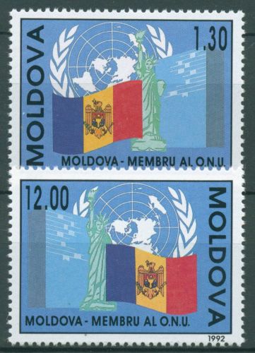 Moldawien 1992 Beitritt in die Vereinten Nationen UNO Flagge 39/40 postfrisch