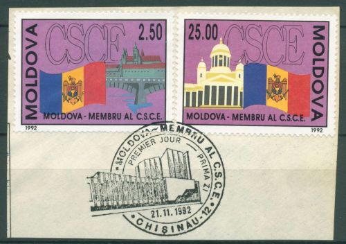 Moldawien 1992 Beitritt zur KSZE Prager Burg Dom Helsinki 41/42 Briefstück