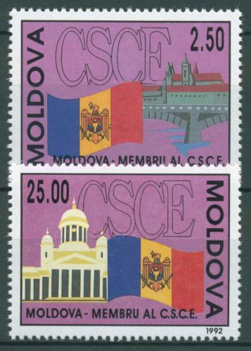 Moldawien 1992 Beitritt zur KSZE Prager Burg Dom Helsinki 41/42 postfrisch