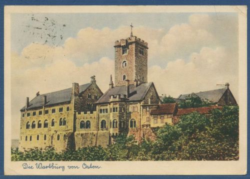 Eisenach Die Wartburg von Osten, gelaufen 1953 (AK5306)