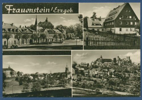 Frauenstein Erzgebirge Schloß Rathaus Jugendherberge, gelaufen 1971 (AK5266)