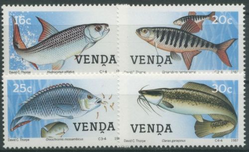 Venda 1987 Süßwasserfische Tilapia Elritze Raubwels 159/62 postfrisch