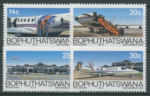 Bophuthatswana 1986 Fünf Jahre BOP Airways Flugzeuge 177/80 postfrisch