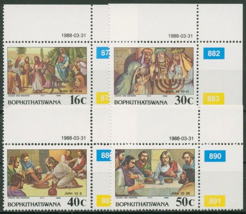 Bophuthatswana 1988 Ostern Leidensgeschichte Jesu Christi 198/01 Ecke postfrisch