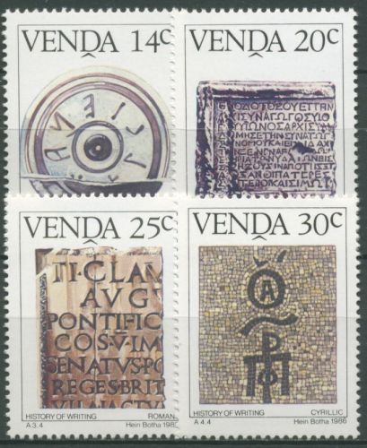 Venda 1986 Geschichte der Schrift 138/41 postfrisch