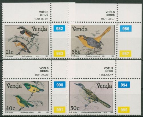 Venda 1991 Vögel Nektarvogel Bülbül 217/20 Ecke 2 postfrisch
