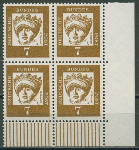 Bund 1961 Bedeutende Deutsche Bogenmarken 348 x 4er-Block Ecke 4 postfrisch