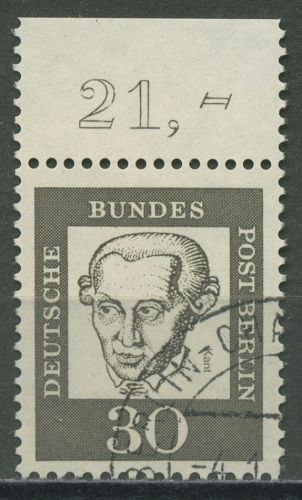 Berlin 1961 Bed. Deutsche: Immanuel Kant mit Oberrand 206 OR gestempelt