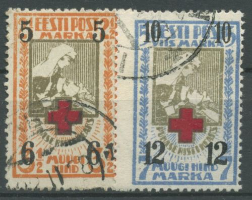 Estland 1926 Rotes Kreuz mit Aufdruck 60/61 gestempelt