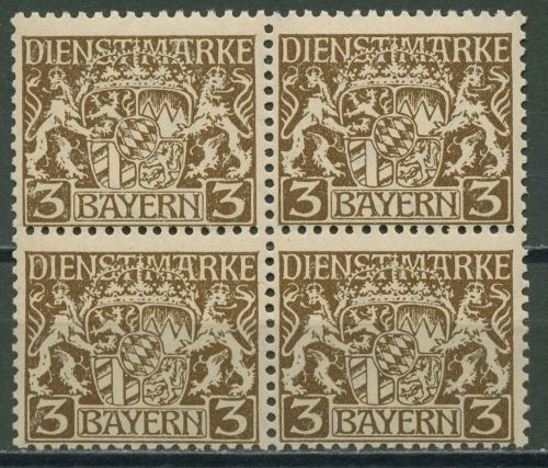Bayern Dienstmarken 1916/17 Bayerisches Staatswappen D 16 y 4er-Block postfrisch
