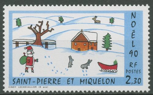 Saint-Pierre et Miquelon 1990 Weihnachten Kinderzeichnung 607 postfrisch