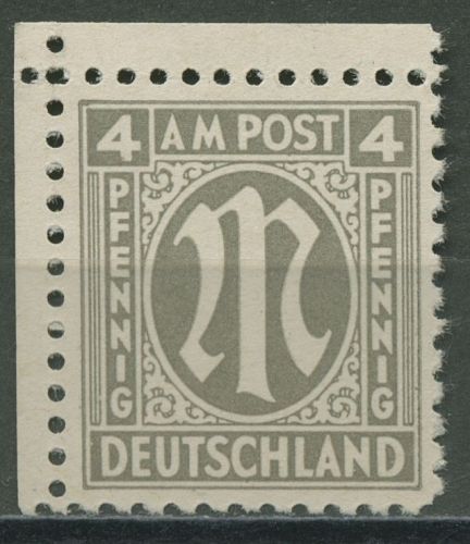 Bizone 1945 AM-POST Amerik. Druck 2 x Ecke 1, Papier x postfrisch