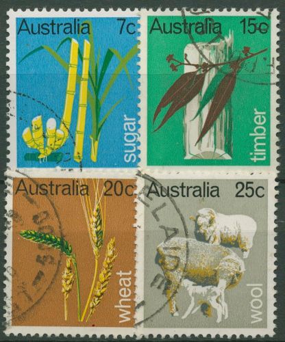 Australien 1969 Grundstoffindustrie Holz Wolle Getreide 418/21 gestempelt