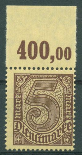 Dt. Reich Dienst 1920 Platte Oberrand D 33 a P OR postfrisch