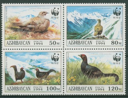 Aserbaidschan 1994 WWF Naturschutz Tiere Birkhuhn 161/64 ZD postfrisch (C65320)