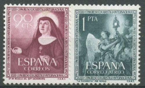 Spanien 1952 Eucharistischer Kongress Gemälde 1008/09 mit Falz
