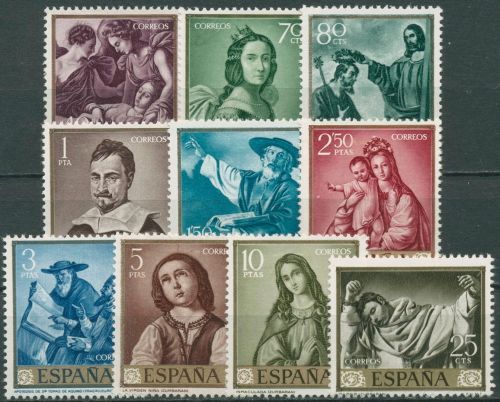 Spanien 1962 Tag der Briefmarke Gemälde Zurbaran 1304/13 postfrisch