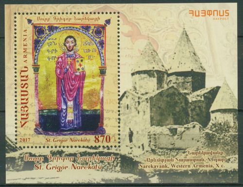 Armenien 2017 Heiliger Gregor von Narek Ikone Block 89 postfrisch (C65343)