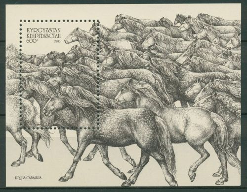 Kirgisien 1995 Tiere Pferde Block 12 postfrisch (C65351)