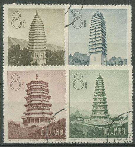 China 1958 Alte Pagoden 365/68 gestempelt