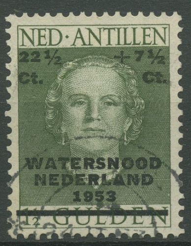 Niederländische Antillen 1953 Hochwasserhilfe für Holland 39 gestempelt