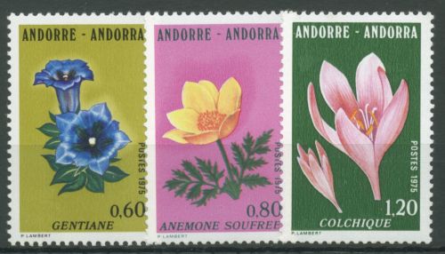 Andorra (frz.) 1975 Pflanzen Blumen 266/68 postfrisch