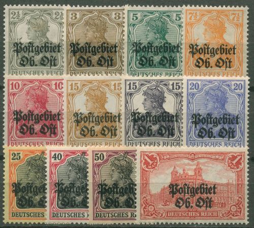 Postgebiet Oberbefehlshaber Ost 1916/18 Germania mit Aufdruck 1/12 mit Falz