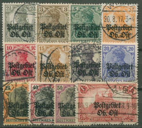 Postgebiet Oberbefehlshaber Ost 1916/18 Germania mit Aufdruck 1/12 gestempelt