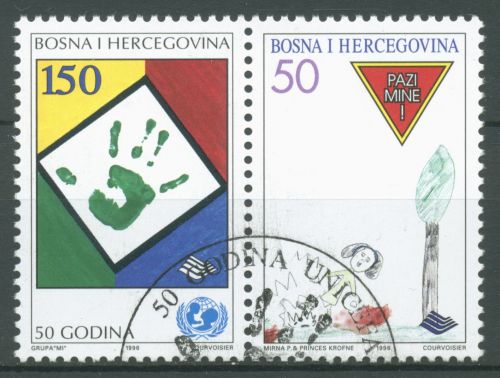 Bosnien-Herzegowina 1996 Kinderhilfswerk UNICEF 47/48 ZD gestempelt