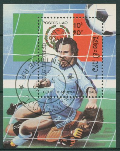 Laos 1985 Fußball-WM´86 Mexiko Block 106 gestempelt (C65496)