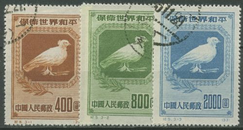 China 1950 Für den Weltfrieden Taube 57/59 II gestempelt