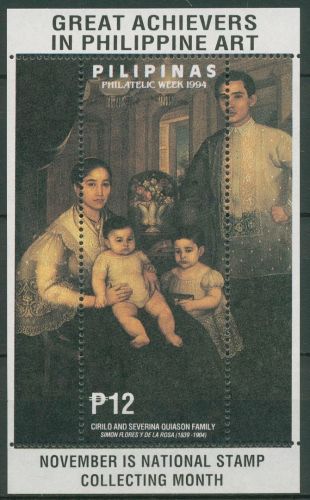 Philippinen 1994 Woche der Philatelie Gemälde Block 80 postfrisch (C65550)
