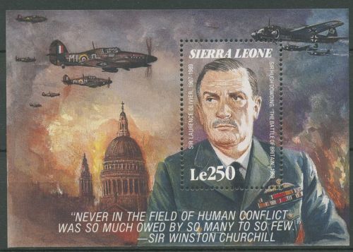 Sierra Leone 1990 Schauspieler Laurence Olivier Block 127 postfrisch (C42186)