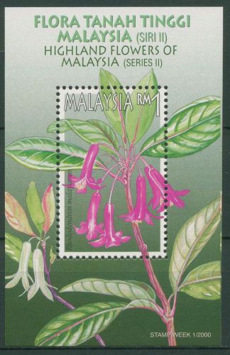 Malaysia 2000 Briefmarkenwoche Pflanzen Block 49 postfrisch (C65576)
