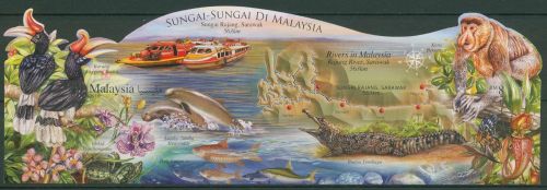 Malaysia 2018 Flüsse Tiere Pflanzen Block 240 postfrisch (C65580)